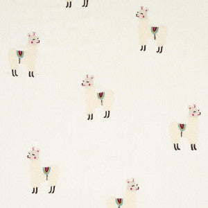 Schumacher Fabric Llama Embroidery Multi 81490