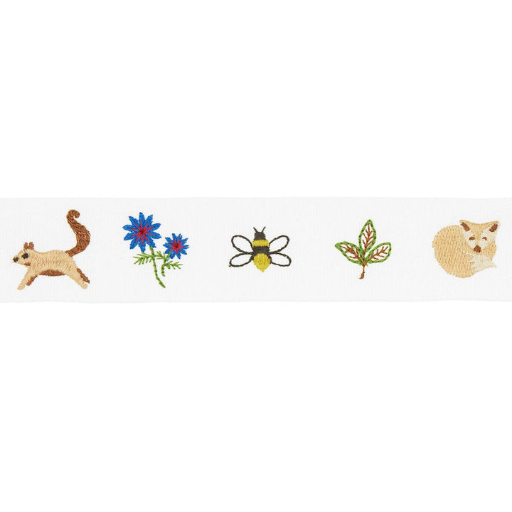 Tiny Things Embroidered Tape Multi On Ivory 81680 by Schumacher Designer Trim Uncommon Threads - Swanky Fabrics -