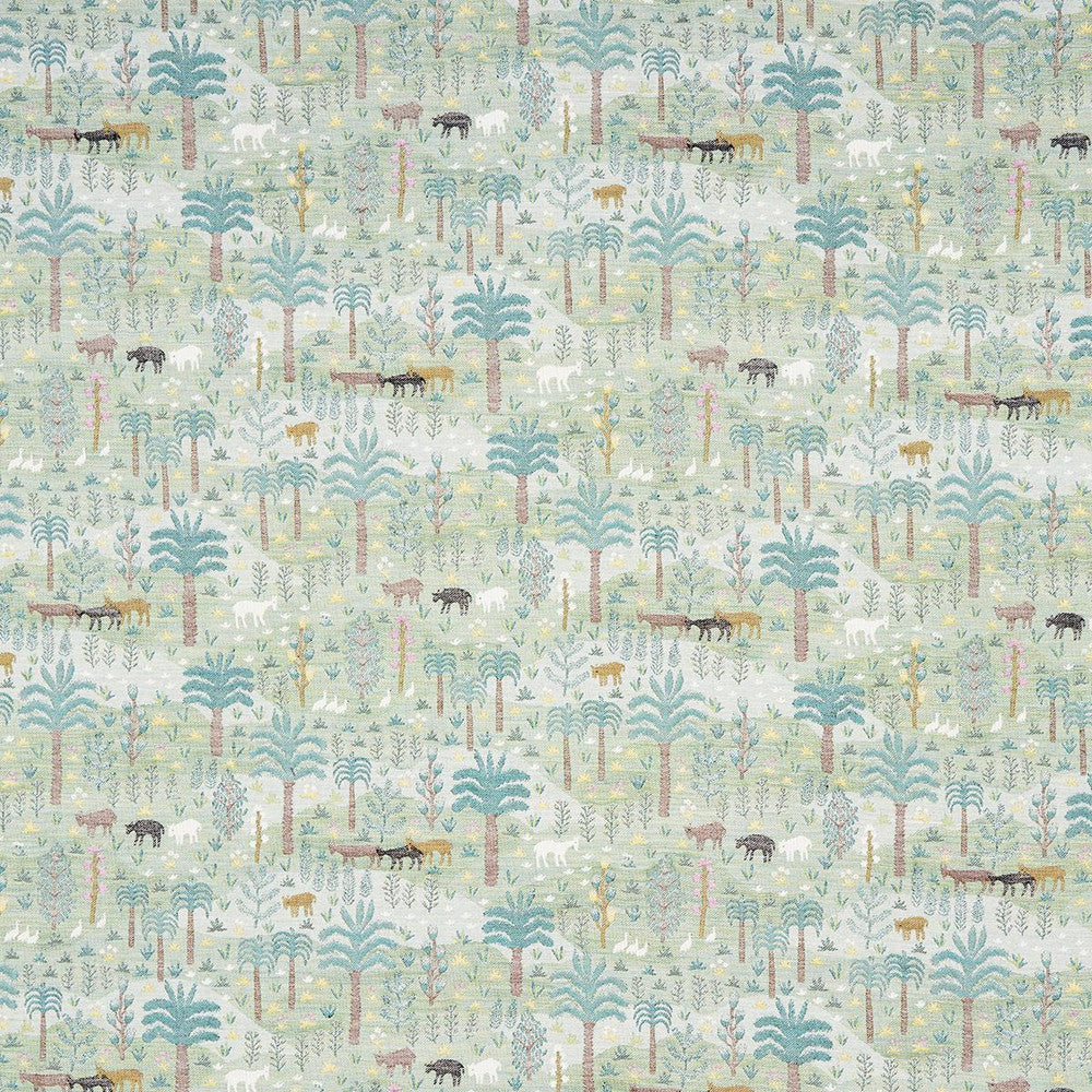 Las Colinas Scenic Tapestry Green 81960 by Schumacher Designer Fabric Uncommon Threads 29.0" - Swanky Fabrics -