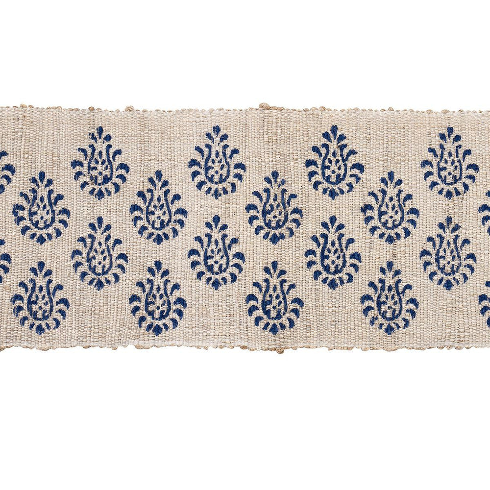 Leila Hand Block Matka Tape Indigo 82130 by Schumacher Designer Trim Bohemia 1.88" - Swanky Fabrics -