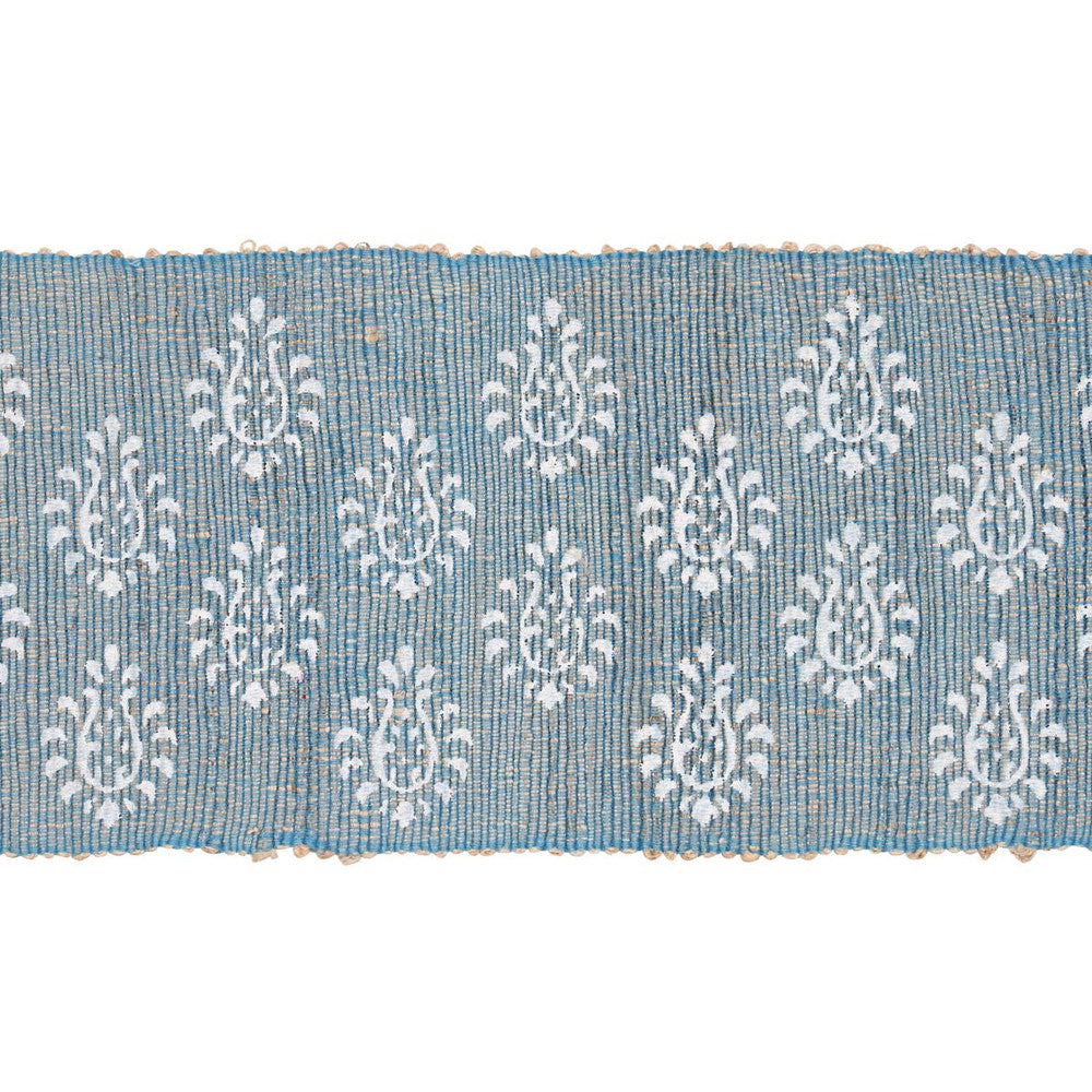 Leila Hand Block Matka Tape Chambray 82132 by Schumacher Designer Trim Bohemia 1.88" - Swanky Fabrics -