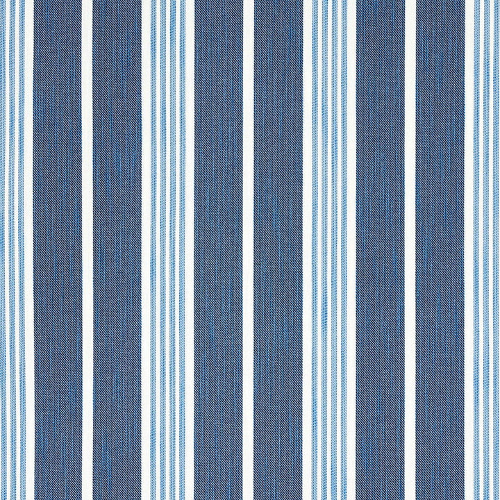 Hampton Stripe Indoor/Outdoor Indigo 82300 by Schumacher Designer Fabric Mary Mcdonald 6.75" - Swanky Fabrics -