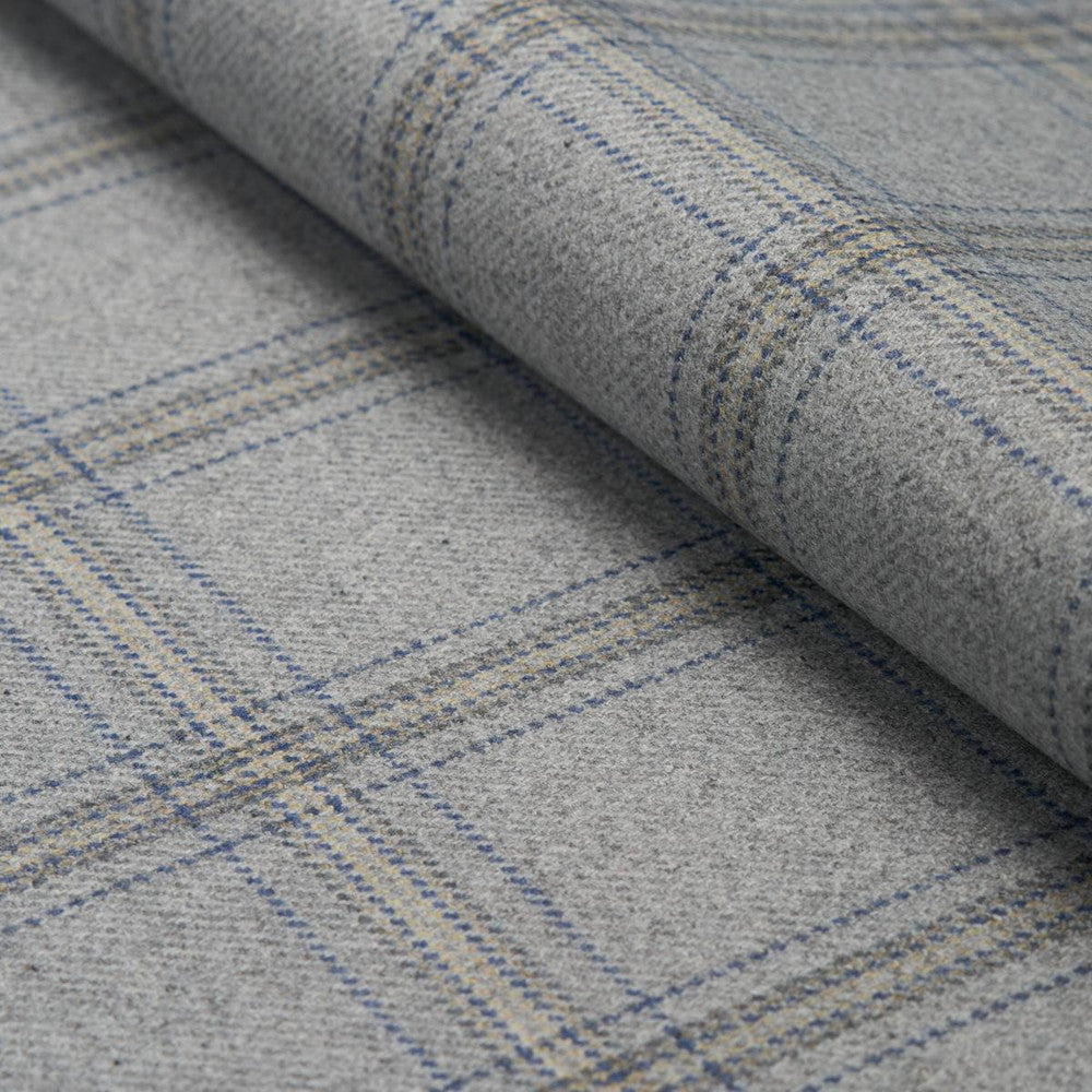 Blackburn Merino Plaid Grey 82342 by Schumacher Designer Fabric Patterson Flynn 4.38" - Swanky Fabrics -