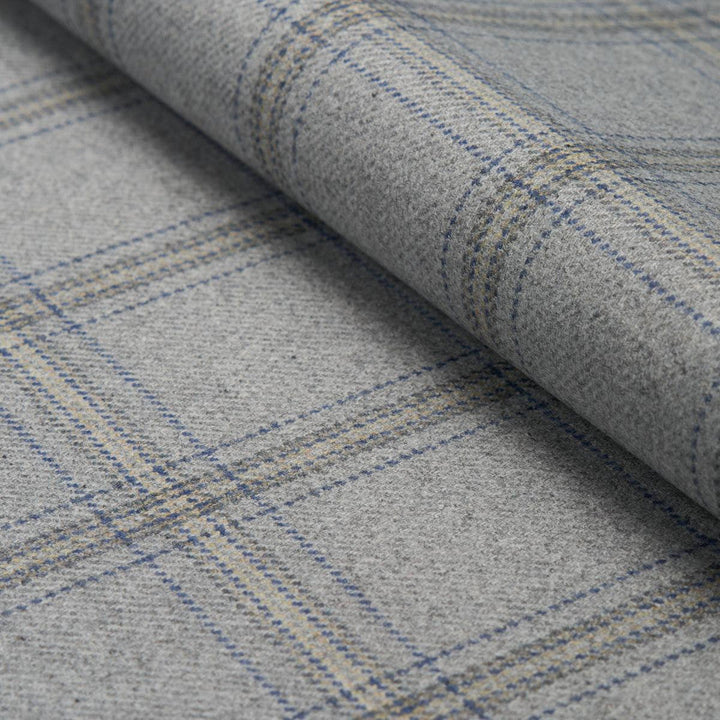 Blackburn Merino Plaid Grey 82342 by Schumacher Designer Fabric Patterson Flynn 4.38" - Swanky Fabrics -