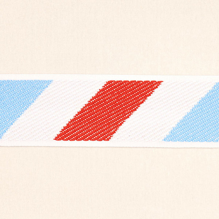 Airmail I Indoor/Outdoor Tape Red And Blue 82420 by Schumacher Designer Trim Mary Mcdonald - Swanky Fabrics -