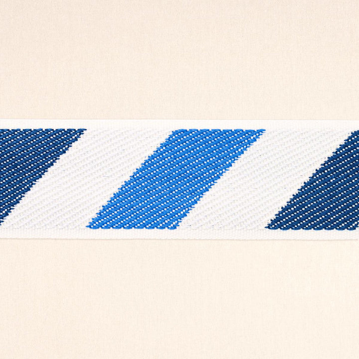 Airmail I Indoor/Outdoor Tape Blue And Blue 82421 by Schumacher Designer Trim Mary Mcdonald - Swanky Fabrics -
