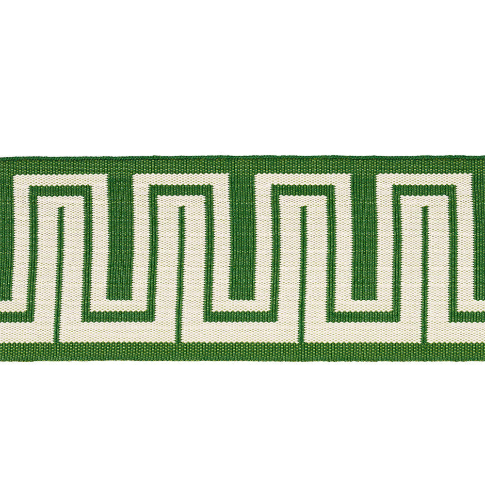 Zeus Indoor/Outdoor Tape Green 82441 by Schumacher Designer Trim Mary Mcdonald 1.75" - Swanky Fabrics -