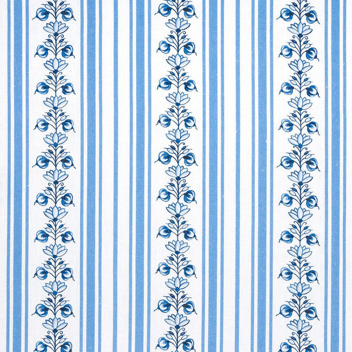 Delft Stripe Cornflower Blue 180660 by Schumacher Designer Fabric Marie-Anne Oudejans 6.75" - Swanky Fabrics -