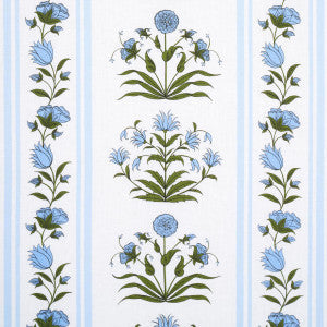 Schumacher Fabric Royal Poppy Stripe Sky 180670