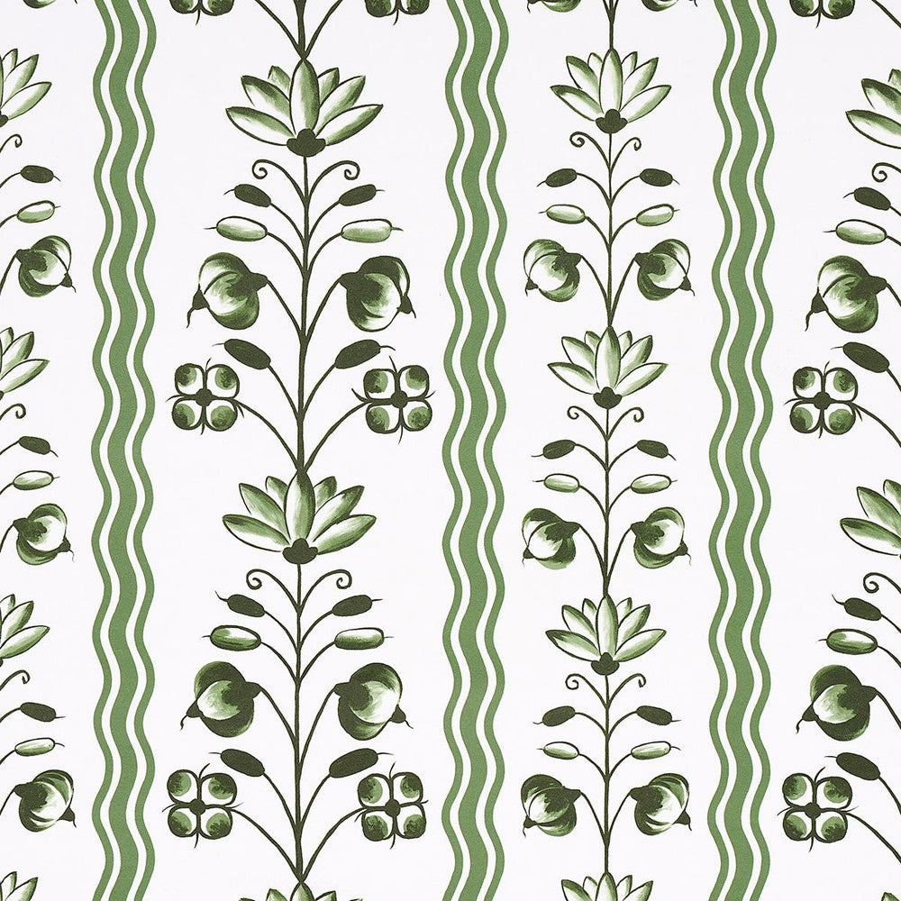 Delft Waves Green 5014381 by Schumacher Designer Wallpaper Marie-Anne Oudejans 27.0" - Swanky Fabrics -