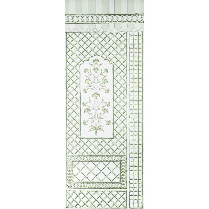 Bamboo Trellis Panel A Green 5014390 by Schumacher Designer Wallpaper Marie-Anne Oudejans 54.5" - Swanky Fabrics -