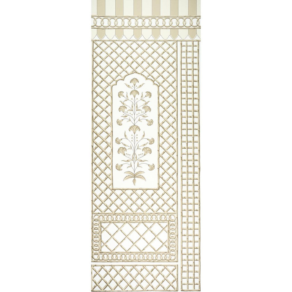 Bamboo Trellis Panel A Neutral 5014392 by Schumacher Designer Wallpaper Marie-Anne Oudejans 54.5" - Swanky Fabrics -