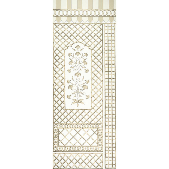 Bamboo Trellis Panel A Neutral 5014392 by Schumacher Designer Wallpaper Marie-Anne Oudejans 54.5" - Swanky Fabrics -