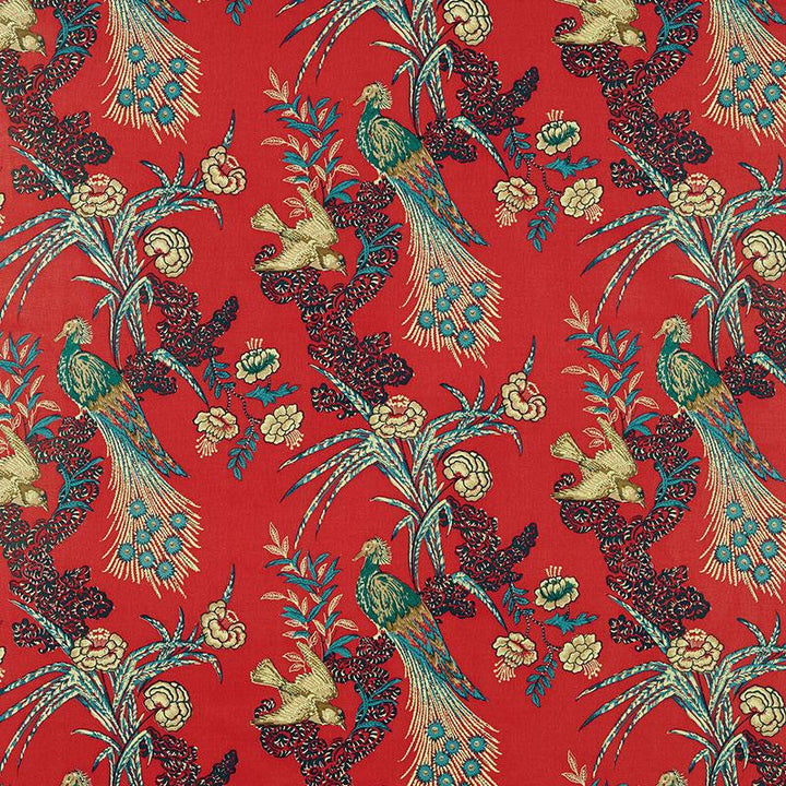 Peacock Red 175910 by Schumacher Designer Fabric Miles Redd 17.5" - Swanky Fabrics -