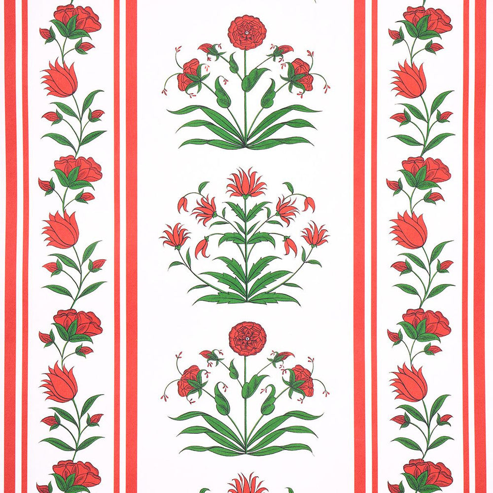 Poppy Stripes Red 5014450 by Schumacher Designer Wallpaper Marie-Anne Oudejans 13.5" - Swanky Fabrics -