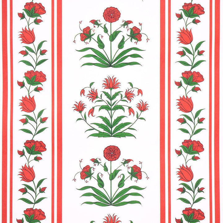 Poppy Stripes Red 5014450 by Schumacher Designer Wallpaper Marie-Anne Oudejans 13.5" - Swanky Fabrics -