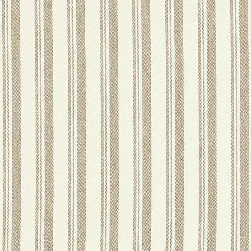 Capri Beige/White 69442 by Schumacher Designer Fabric Miles Redd 1.62" - Swanky Fabrics -