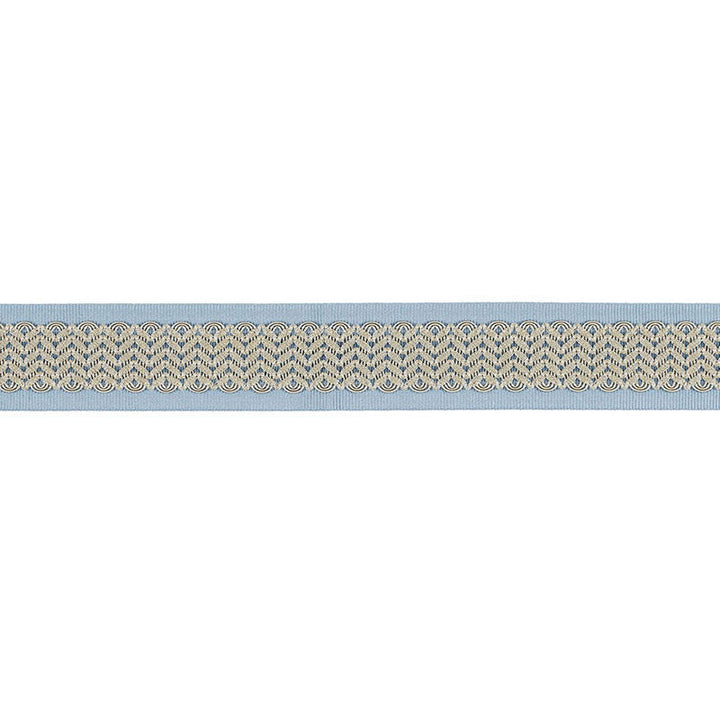 Sunset Strip Tape Pacific 68652 by Schumacher Fabric Schumacher Fabric Sunset Strip Tape Pacific 68652Fabric RAYON 69% CHINA </p><p>Repeat: H: HORZ. 3/4" (2CM) , V: 2.5 - Fabric Carolina -