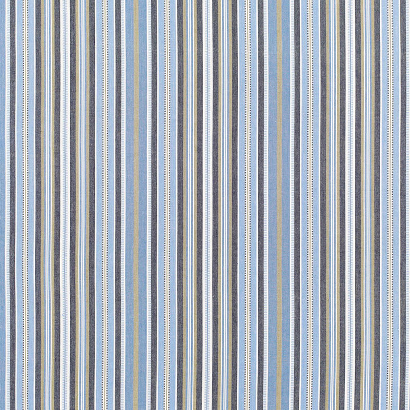 Avignon Stripe Bleu 68681 by Schumacher Designer Fabric CHROMA SP14 See Sample INDIA MEDIUM DUTY </p><p>Repeat: Horizontal: 9" (23CM) and Vertical: - 54" WIDE (137CM) - Swanky Fabrics -