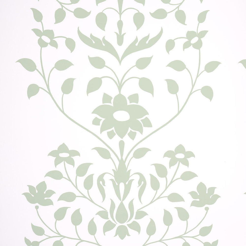Jaipur Mughal Flower Green 5014461 by Schumacher Designer Wallpaper Marie-Anne Oudejans 27.0" - Swanky Fabrics -