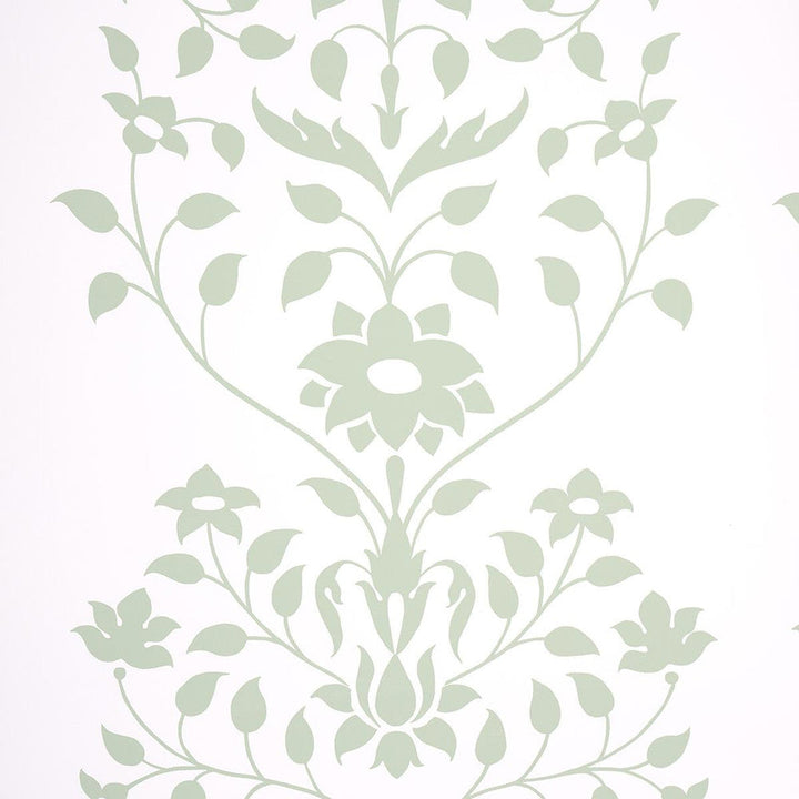 Jaipur Mughal Flower Green 5014461 by Schumacher Designer Wallpaper Marie-Anne Oudejans 27.0" - Swanky Fabrics -