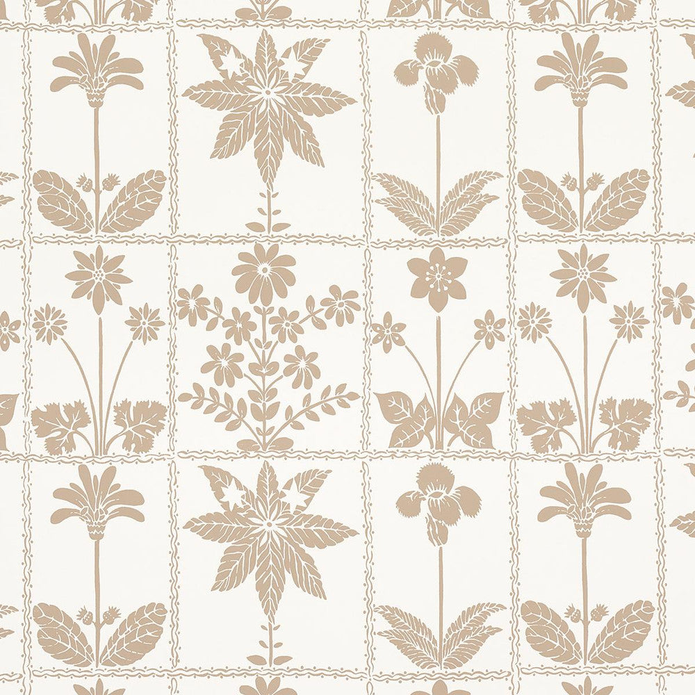 Georgia Wildflowers Neutral 5014821 by Schumacher Designer Wallpaper Folly Cove 27.0" - Swanky Fabrics -