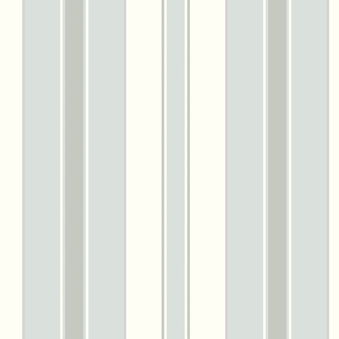 Schumacher Wallcovering Stockholm Stripe - Sky And Silver