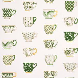 Schumacher Wallpaper Onie'S Teacups Spring Green 5014781
