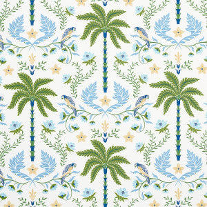 Schumacher Fabric Island Palm Indoor/Outdoor Blue & Green 180980