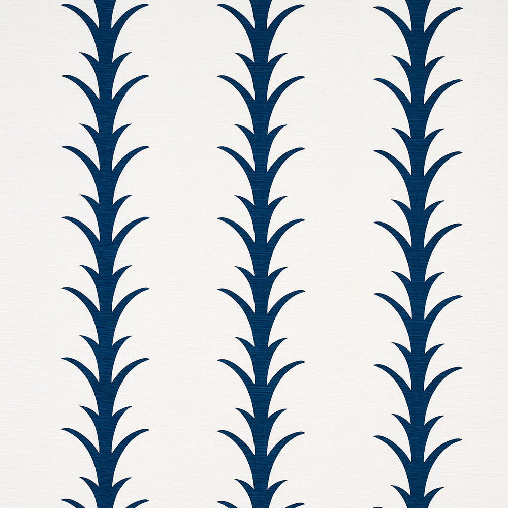 Acanthus Stripe Navy 177635 by Schumacher Designer Fabric Moon River 10.75" - Swanky Fabrics -