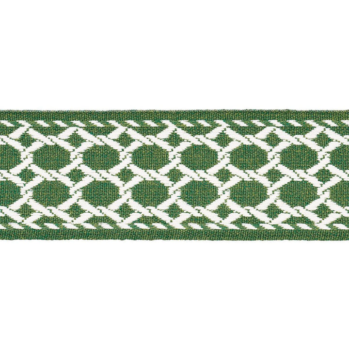 Lattice Indoor/Outdoor Tape Green 82822 by Schumacher Designer Trim Swing Time Indoor/Outdoor 3.38" - Swanky Fabrics -