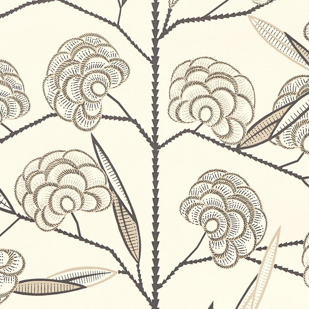 Jacob'S Tree Black & Cream 5015031 by Schumacher Designer Wallpaper Neisha Crosland 20.5" - Swanky Fabrics -