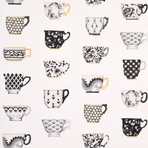 Schumacher Wallpaper Onie'S Teacups Ink 5014780