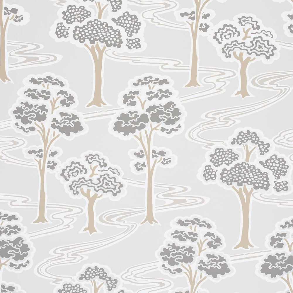Tree River Moonstone 5009100 by Schumacher Designer Wallpaper Moon River 27.0" - Swanky Fabrics -