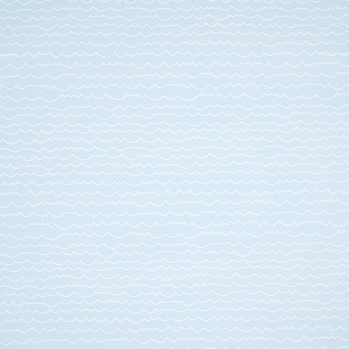 Waves White On Sky 5007464 by Schumacher Designer Wallpaper Moon River 27.0" - Swanky Fabrics -