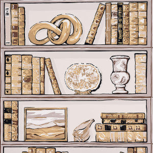 Schumacher Wallpaper Natalies Library Mocha 5014731