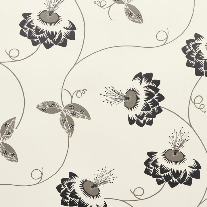 Merlin Black & Cream 5015050 by Schumacher Designer Wallpaper Neisha Crosland 27.0" - Swanky Fabrics -