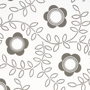 Schumacher Wallpaper Tudor Rose Charcoal White 5015100