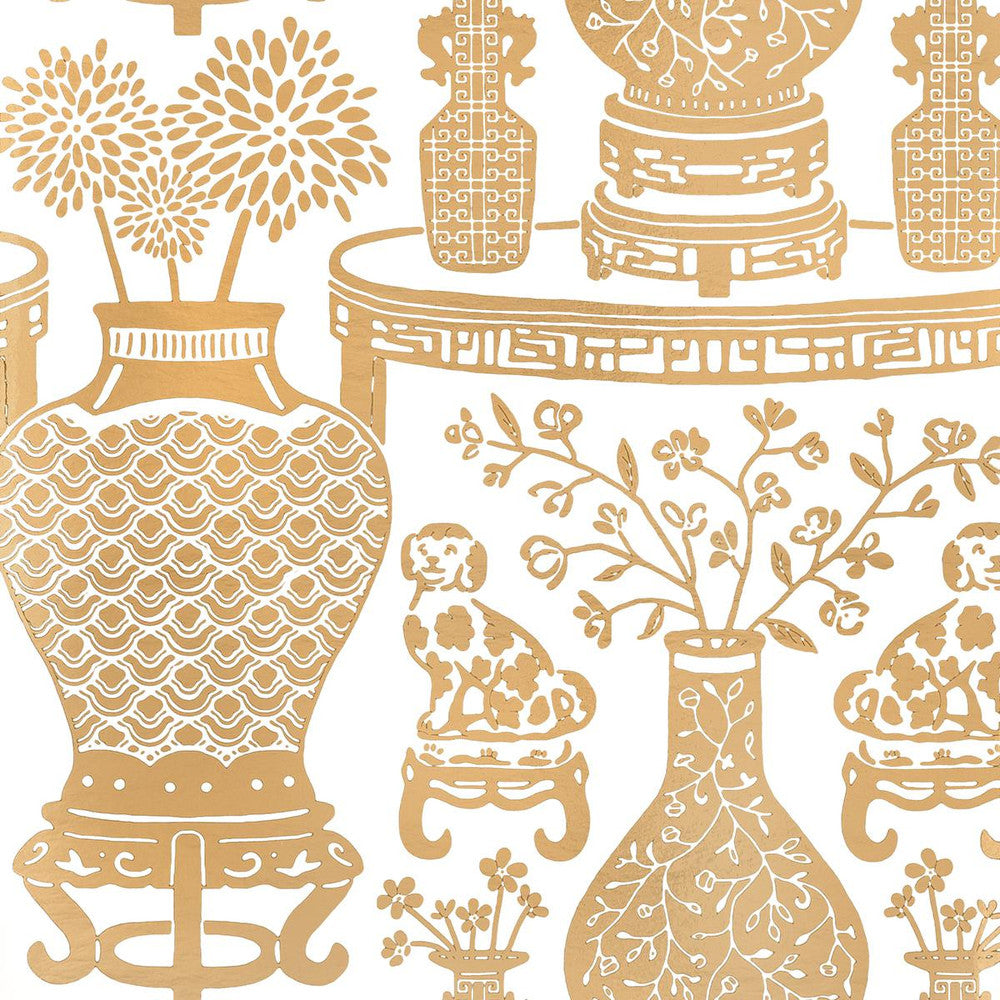 Hellene Mylar Gold 5010611 by Schumacher Designer Wallpaper Moon River 27.5" - Swanky Fabrics -