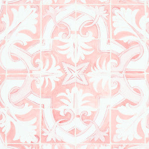 Schumacher Wallpaper Azulejos Pink 5015122