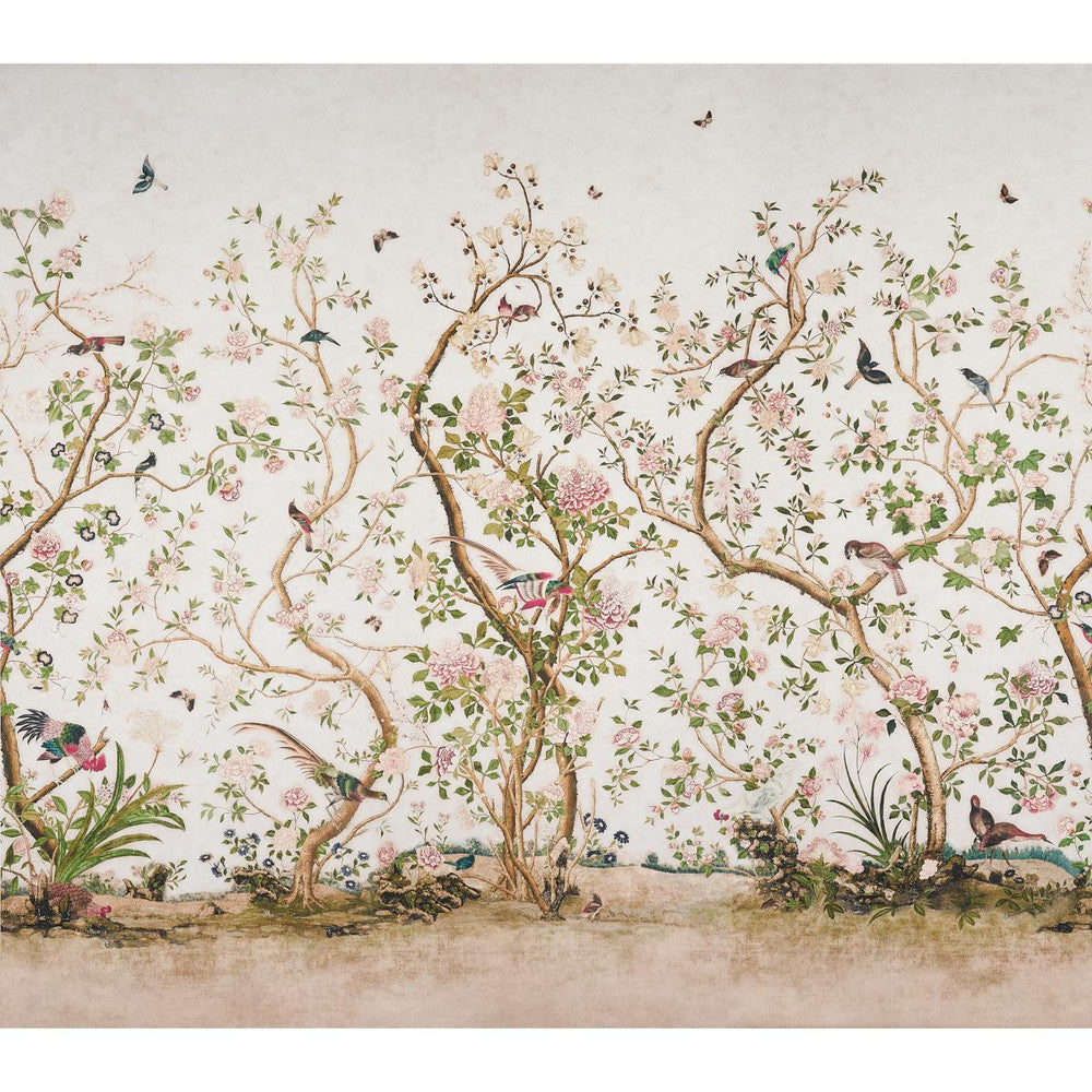 Les Oiseaux Ivory 5015151 by Schumacher Designer Wallpaper Mary Mcdonald 162.0" - Swanky Fabrics -