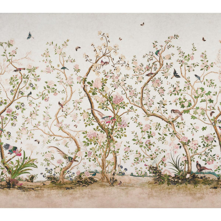 Les Oiseaux Ivory 5015151 by Schumacher Designer Wallpaper Mary Mcdonald 162.0" - Swanky Fabrics -