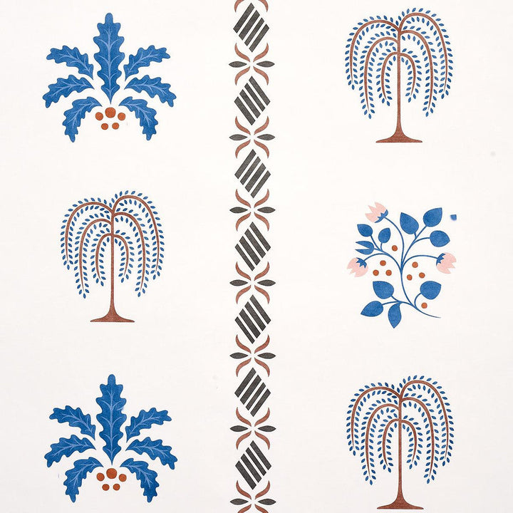 Willard House Stencil Blue 5014840 by Schumacher Designer Wallpaper New Americana 54.0" - Swanky Fabrics -