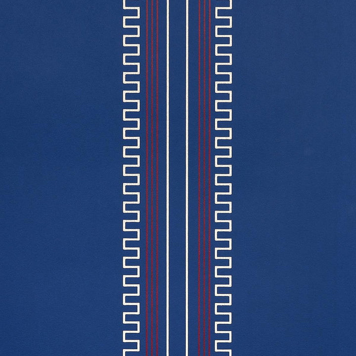 Greco Stripe Navy 5015141 by Schumacher Designer Wallpaper Mary Mcdonald 27.0" - Swanky Fabrics -