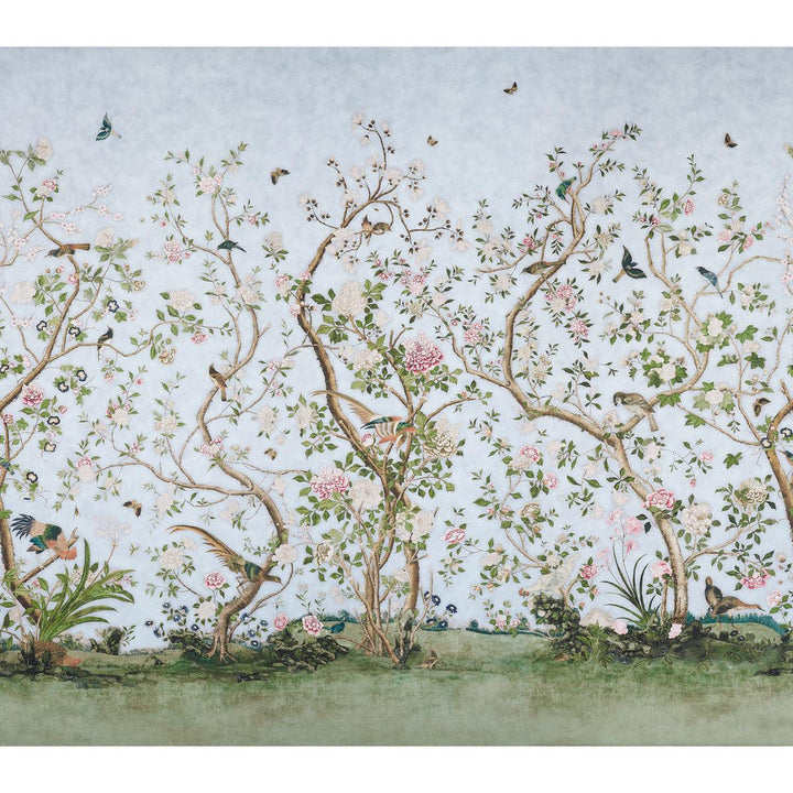 Les Oiseaux Sky 5015150 by Schumacher Designer Wallpaper Mary Mcdonald 162.0" - Swanky Fabrics -