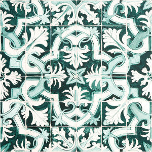 Schumacher Wallpaper Azulejos Emerald 5015121