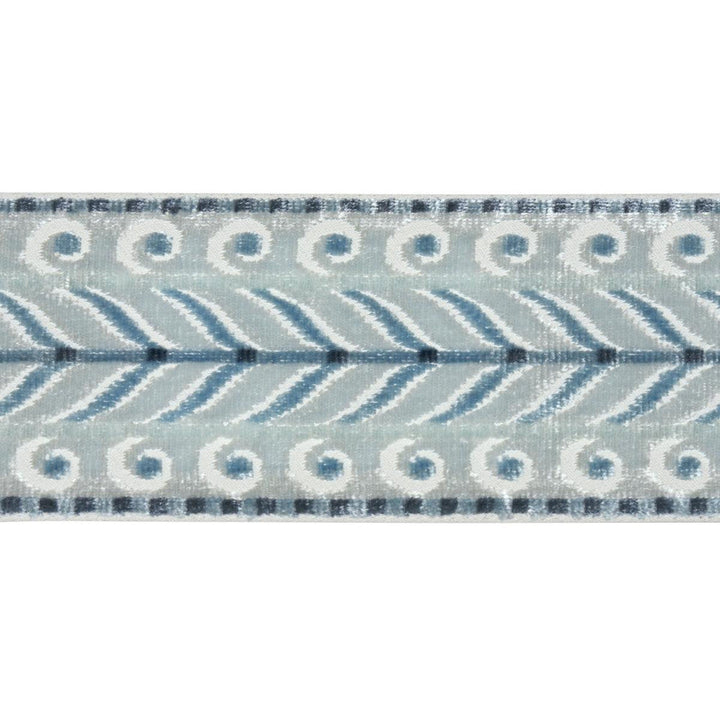 Marion Velvet Tape Sky 77623 by Schumacher Designer Trim Cut & Patterned Velvets - Swanky Fabrics -