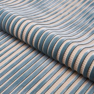 Schumacher Fabric Chimay Stripe Velvet Ciel 82150