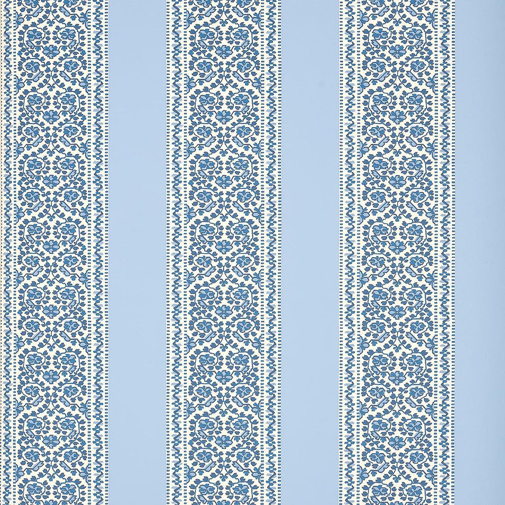 Jasmine Indigo 5014340 by Schumacher Designer Wallpaper Moon River 27.0" - Swanky Fabrics -