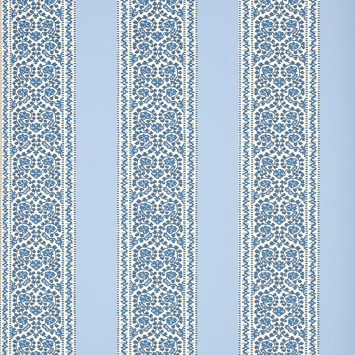 Jasmine Indigo 5014340 by Schumacher Designer Wallpaper Moon River 27.0" - Swanky Fabrics -